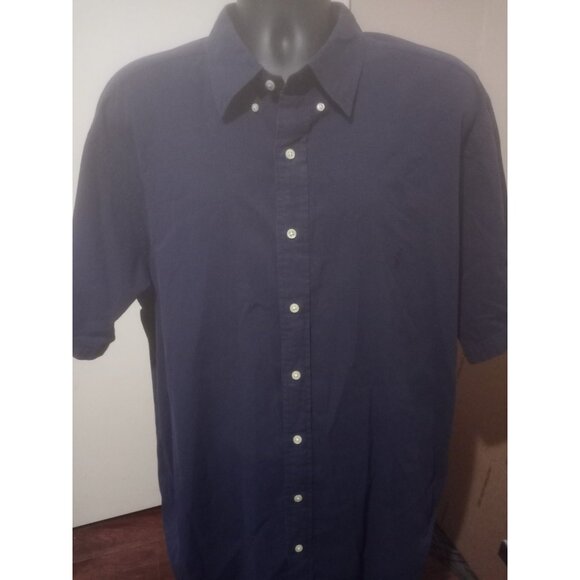 Ralph Lauren Mens Short Sleeve Button Down Shirt Navy Blue 2XB 2XLT Cotton - Picture 1 of 13